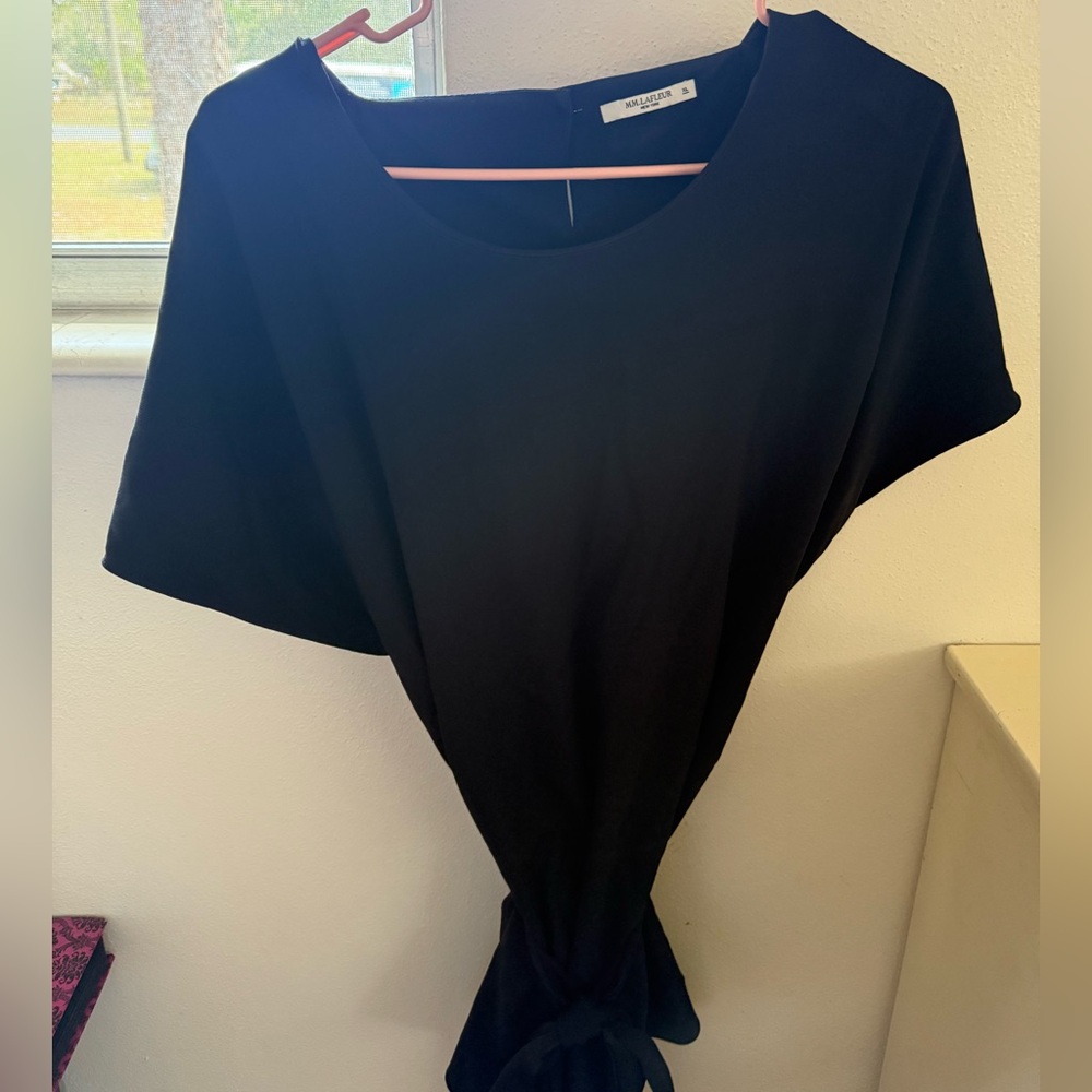 MM Lafleur Black Tie-Front Dolman Tunic